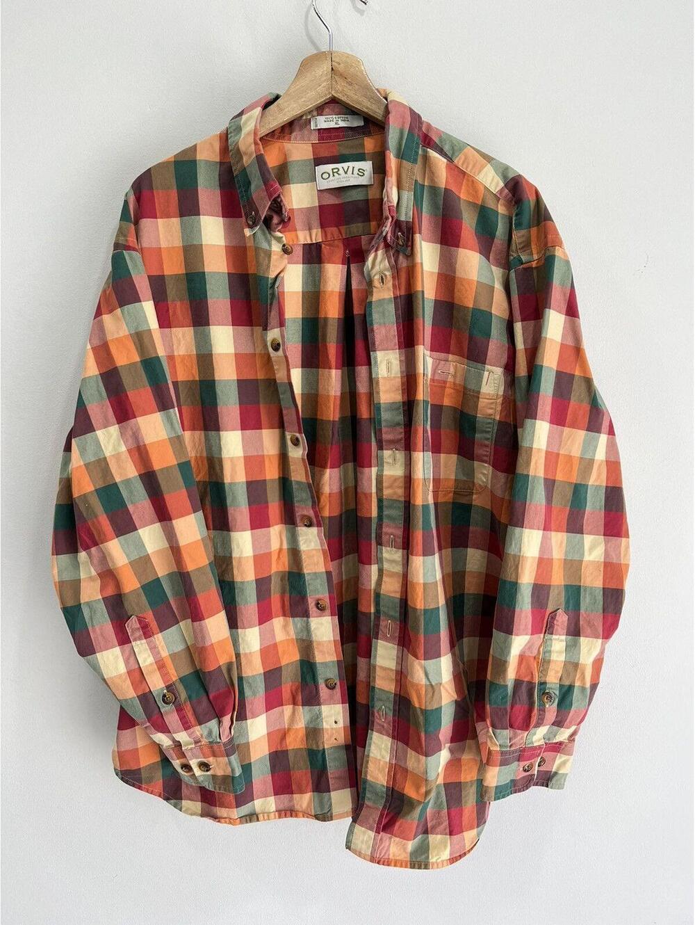 Mens Orvis Button Up Shirt plaid checkered